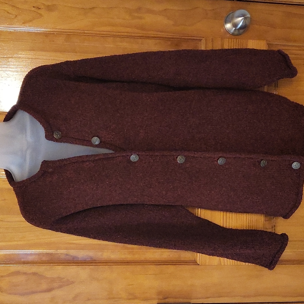 CC Hughes long sleeve button up red tweed cardigan sweater size:2X